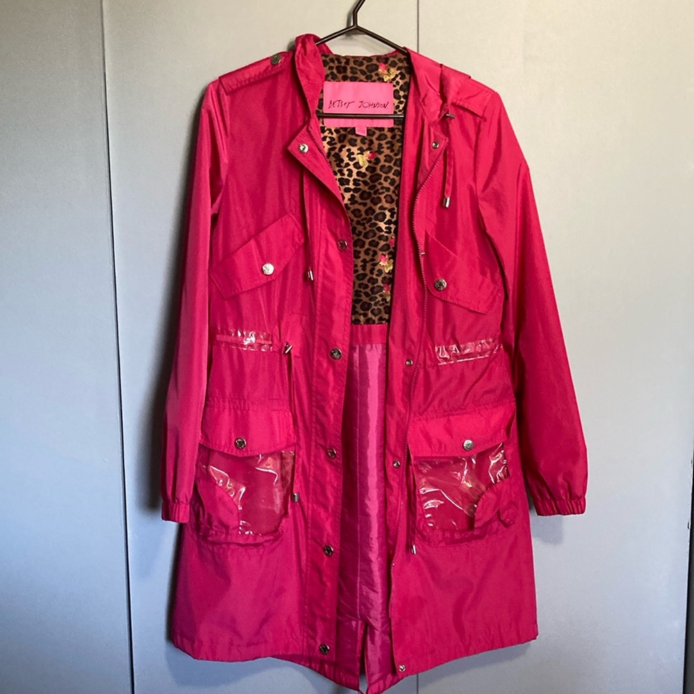 Betsey Johnson Long Windbreaker Rain Coat
